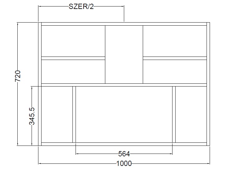 Szafka wisząca wys. 720 mm uniwersalna do zabudowy pochłaniacza